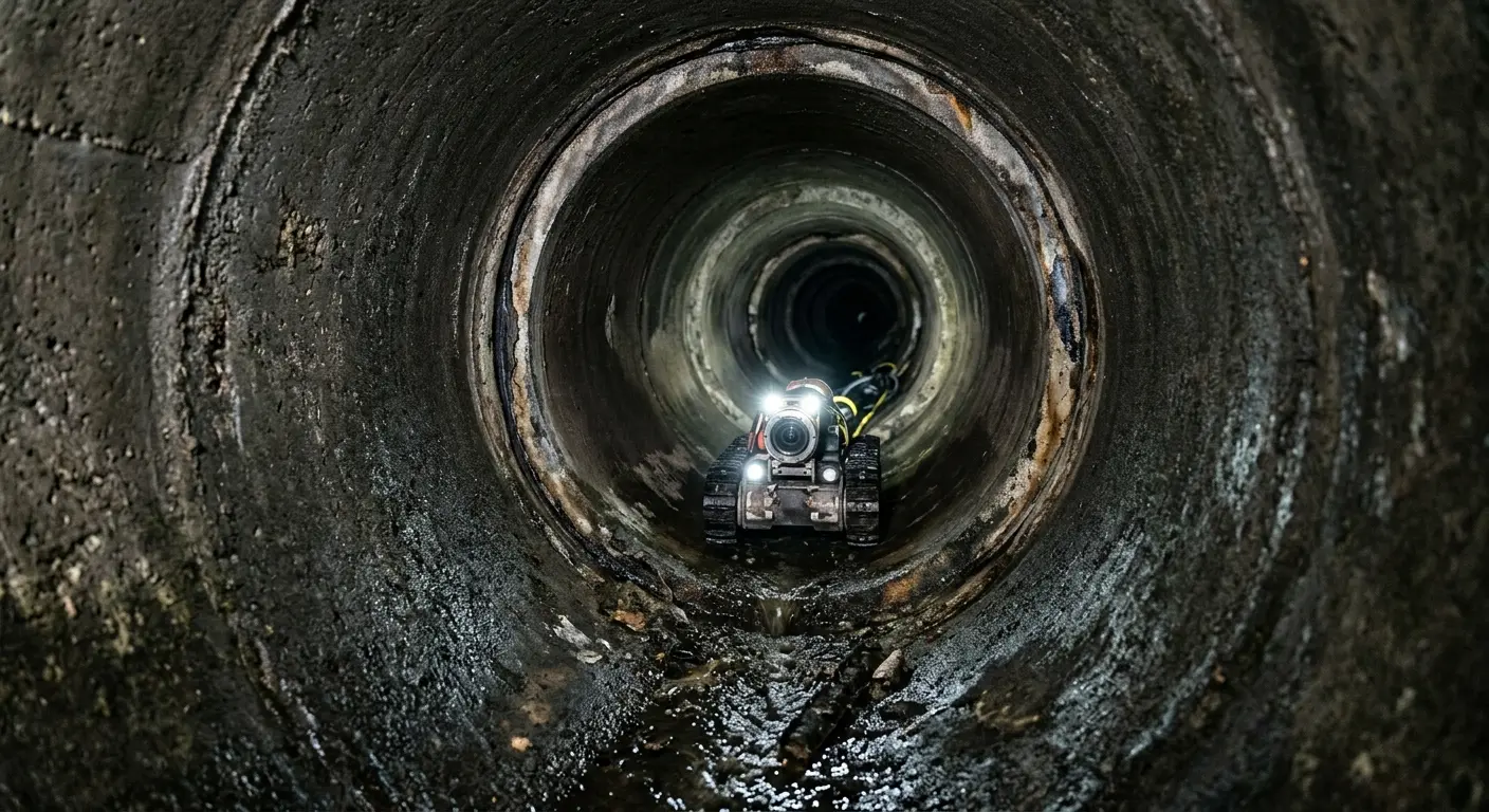 Robotic sewer camera inspecting pipe interior for Sewer Line Repair in Coolidge